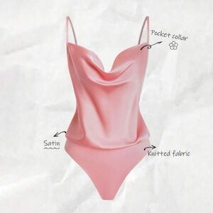Elegant Pink Satin Bodysuit